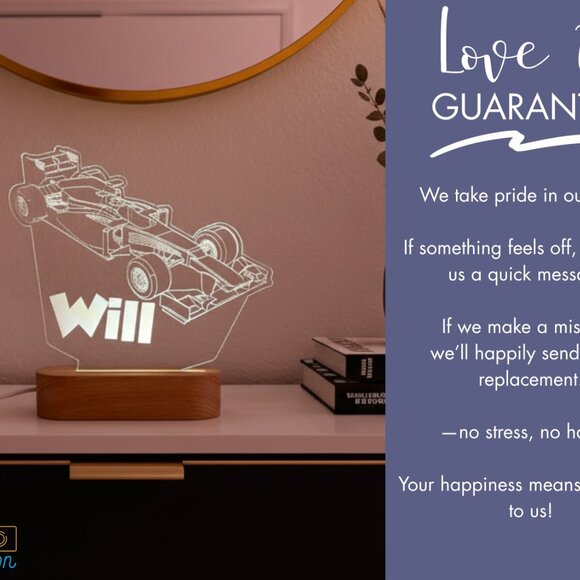 Personalized Race Car Name Lamp | Custom LED Cloud Decor for Kids & Toddlers - Picture 6 of 8